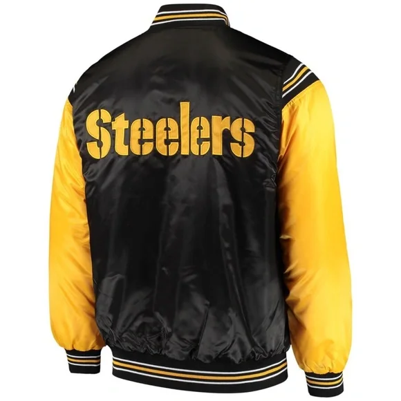 Pittsburgh Steelers Starter Enforcer Satin Varsity Full-Snap Jacket, Size: Large